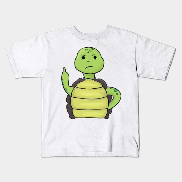 Grumpy Turtle Holding Middle finger funny gift Kids T-Shirt by Mesyo
